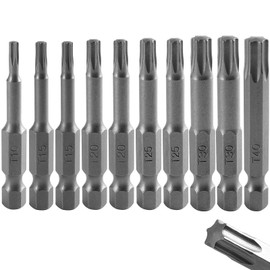 Torx Bit 50 mm Long, T10/T15/T20/T25/T30/T40 1/4 Inch Hex Shank Long Torx Bit Set, S2 Steel, Screwdriver Set