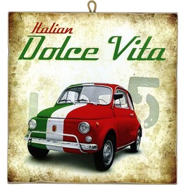 KUSTOM ART Wandbild La Dolce Vita Druck auf Holz 23 x 23 cm.