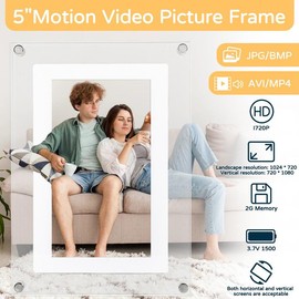 VEANXIN Acrylic 5/7/10 inch Digital Photo Frame, 2GB Memory, IPS Screen Supporting 1920 * 1080 Resolution for Home Decor, Gift, Valentine's Day - Size: 5 inch（1000mAh 2G）