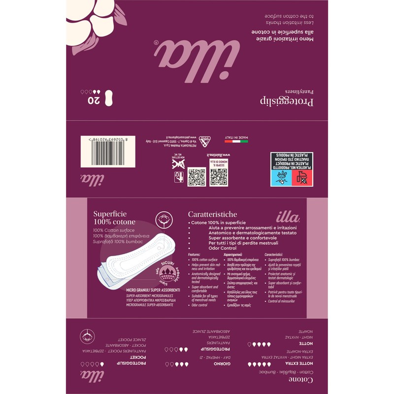 illa Panty Liners - Absorbent Panty Liners with 100% Cotton