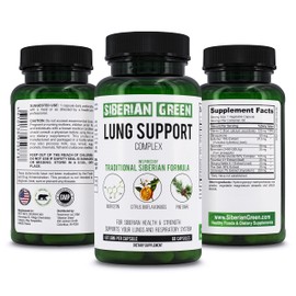 Siberian Green Lung Support Complex 60 Capsules - Traditional Formula Supplement Rich in Quercetin, Citrus Bioflavonoids, Pine Bark