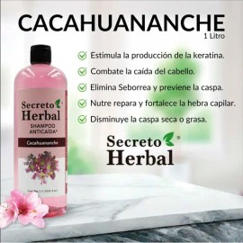Shampoo Anticaída Y Regenera Cacahuanache Secreto Herbal 1l                                                                                           