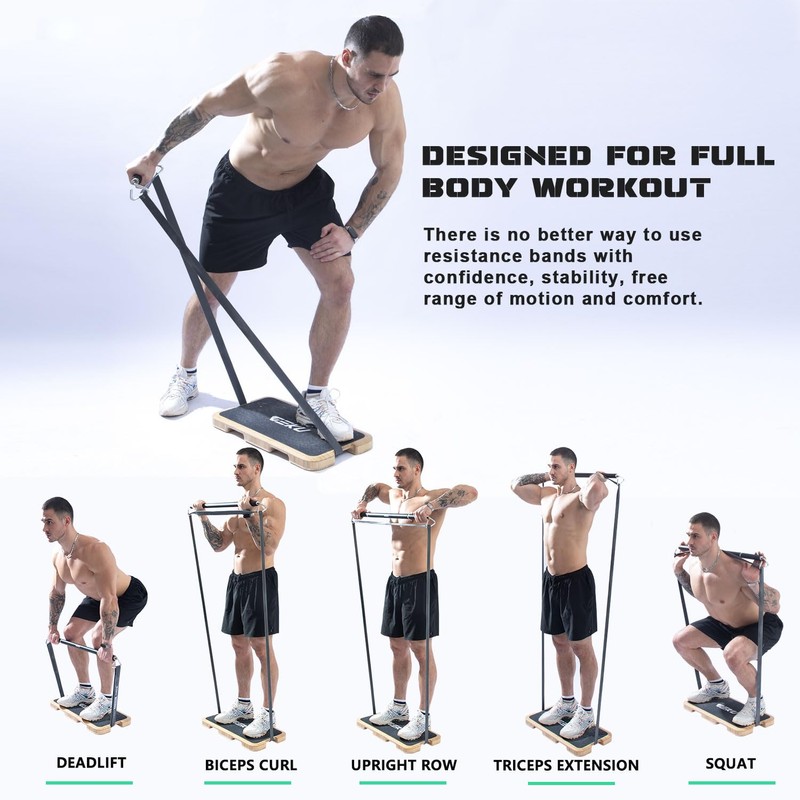 GEKU FIT Resistance Band Bar, Length-Adjustable Detachable Heavy Duty Workout
