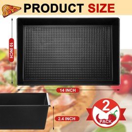 RimCereal 2 Pcs Detroit Style Pizza Pan 10 x 14 x 2.36 Inch Hard Rectangular Deep Pizza Pans Non Stick Sicilian Style Pizza Pan Dish Pre Seasoned Bakeware Kitchenware