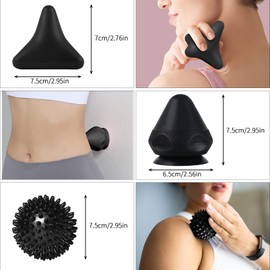 RYMALL Trigger Point Squeegee Massager + Hedgehog Ball, Pain Free Press Set with Suction Cup & Bag for Muscle Pain and Tension, Osteopressure Squeezer Massager for Self-Massage (Black)