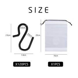 TAFACE 120 Pieces Mini S Shaped Hooks Rustproof Metal Hooks Kitchen Hooks Reusable Suitable for Bathroom Kitchen Bedroom (Black)
