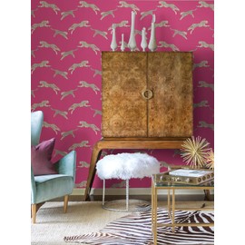Bubblegum Leaping Cheetah Peel & Stick Wallpaper