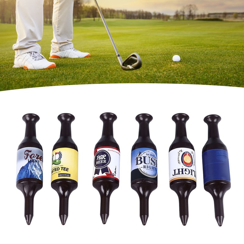 6PCS Mini Beer Bottle Golf Tees Plastic Funny Golfing Tees
