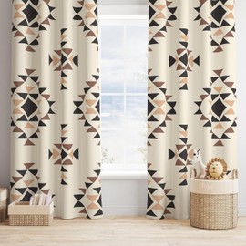 YCness Tribal Geometric Pattern Window Curtains, Southwestern Style Aztec Window Treatments for Living Room Bedroom Decor, Rustic Western Native American Drapes 2 Panel Sets,84x84 Inch