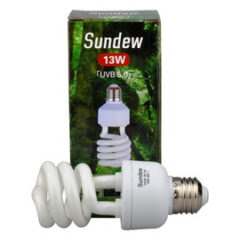 Sundew 5.0 UVB Compact Fluorescent Tropical Light Bulb for Reptiles,Terrarium Lamp,13 Watts,26 Watts,E26,Screw Thread (13, Watts)