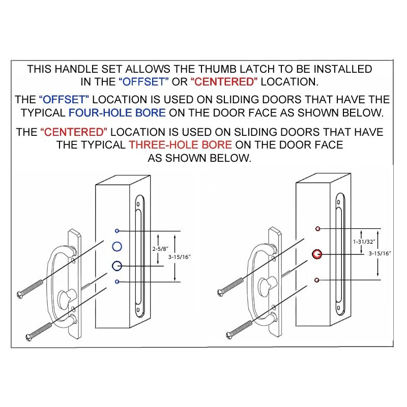 Veranda Sliding Glass Door Handle Set, Tan, Non-Keyed, 3-15/16” Screw