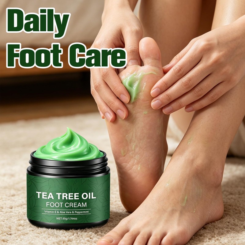 NUOKOU 2PCS Tea Tree Oil Foot Cream,with Vitamin E, Aloe