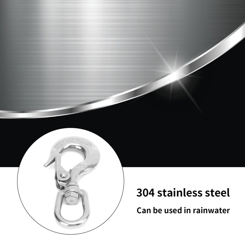 5pcs Stainless Steel Eye Slip Hook with Safety Latch Lifting