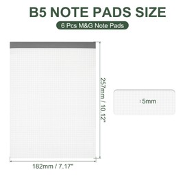 M&G 7x10 Note Pads, 6 Pack B5 Legal Pads 70 Sheets Notepads Writing Pad Graph Grid Chinese Memo Paper Tablet Kraft Cover for Work Writing Note Taking Chinese