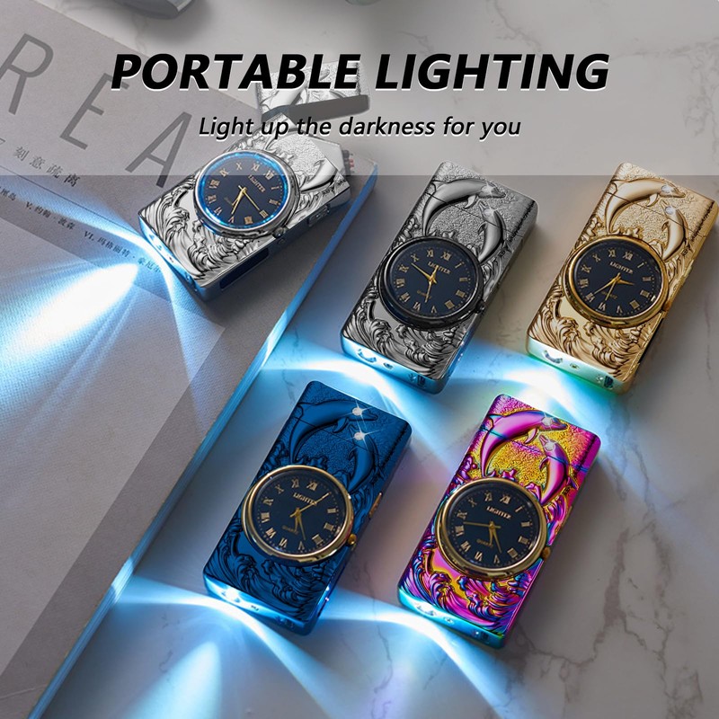 BABOBIU Electric Lighter USB Rechargeable Lighter Windproof Cool Dolphin Lighters