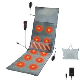 KOCASO Full Body Massage Mat with Heat, Electric Heated Massage Pad Cushion w/Vibration for Back/Neck/Foot, Detachable Head Pillow, Timer Function