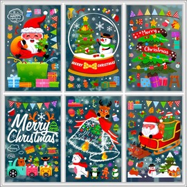 Christmas Decorations - 159PCS Christmas Window Clings Stickers for Glass, 6 Sheet Snowflakes Christmas Decorations Indoor for Home Bedroom - Christmas Window Clings Winter Decorations