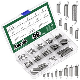 Keadic 96Pcs 15 Sizes Stainless Steel Extension Spring Assortment Set, 0.3/0.4/0.5/0.6/0.7/0.8/0.9/1/1.2mm Wire Diameter Small Mechanical Springs for Shop Home Repairs