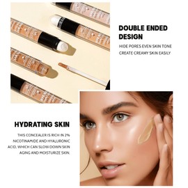 Instant Anti Age Eraser Eye Concealer mit 2% Niacinamid Under Eye Color Corrector für dunkle Augenringe, Abdeckstift mit Mikro-Lösch Applikator, Foundation Stick Gesichts Makeup