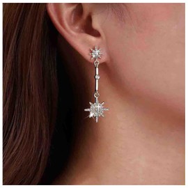 TseenYi Star Drop Earrings Cz Starburst Dangling Earrings Vintage Northstar Drop Earrings Gold Sparkling Star Dangle Earrings Jewelry for Women and Girls Gifts