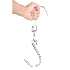 Swiveling Meat Hook ALELE Heavy Duty Stainless Steel Processing Butcher Hooks - Large Fish,Hunting,Carcass Hanging Hook Pack of 2 (13inch Swiveling Meat Hook)