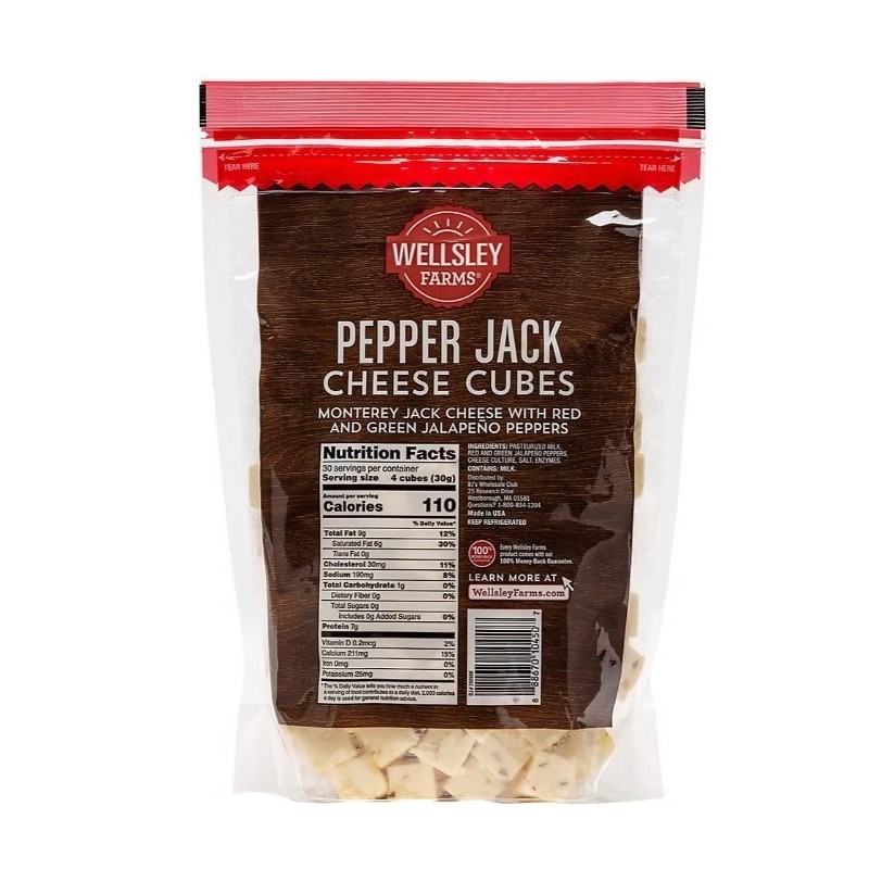 Wellsley Farms Pepper Jack Cheese Cubes, 2 lbs.