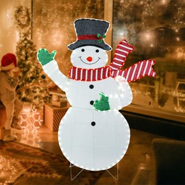 Taman Christmas Snowman Lighted Decorations, LED Light Up Outdoor Lighted Holiday Displays Gift for Home Garden Party Yard Porch Decor