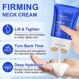 AH-8 Firming Neck Cream,Firming Lifting Neck Creams for Tightening & Moisturizing Skin with Massage Roller, AH-8 Neck Cream for Crepey Skin,Hydrating & Reduce Wrinkles for Men and Women