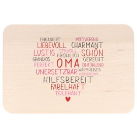 Spruchreif Wooden Breakfast Board "Wortherz Oma" | High-Quality UV Print | Mother's Day Gift | Breakfast Board Grandma