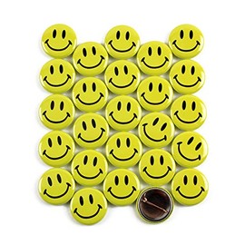 Classic Smiley Face Pinback Buttons - 1 Inch Size - 25 Pack