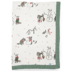 Little Unicorn Snow Day Cotton Muslin Quilt Receiving Blanket | 100% Cotton | Super Soft | Babies and Toddlers | 30" x 40" | Unisex