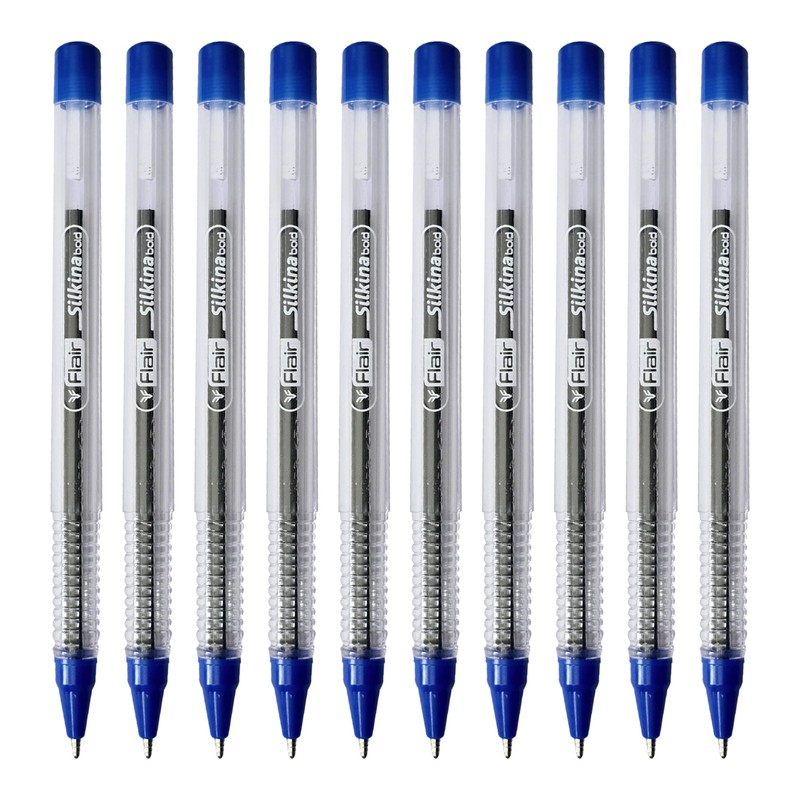 iSilkBOLD Ballpoint Pens, BLUE, Medium Point (1.0mm), Pack of 10,