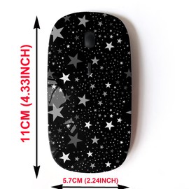 mouse inalámbrico 2.4G con bonito diseño de patrón para todos los portátiles y computadoras de computadora con nano receptor, estrellas blancas encendidas