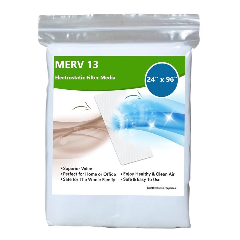 NORTHWEST ENTERPRISES MERV 13 Filter Media, Cut to Fit, Washable
