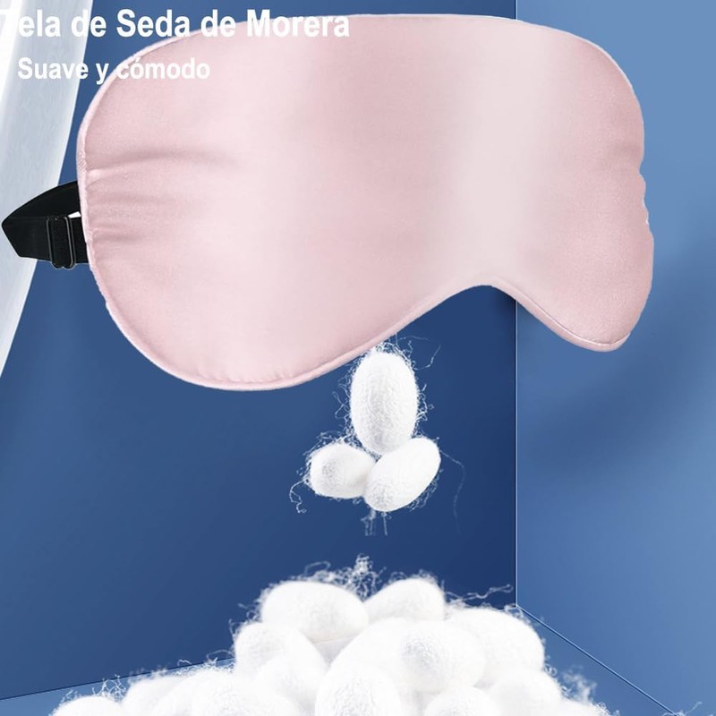 HAKUKU Seda Máscara para Dormir, Comodidad de Seda Suave Ajustable