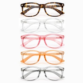 CHEERS DEVICES Reading Glasses for Women Men, Eyeglasses, Blue Light Readers for Men Women, Computer Eye Glasses, Cheaters - 5 Pair (1.5)