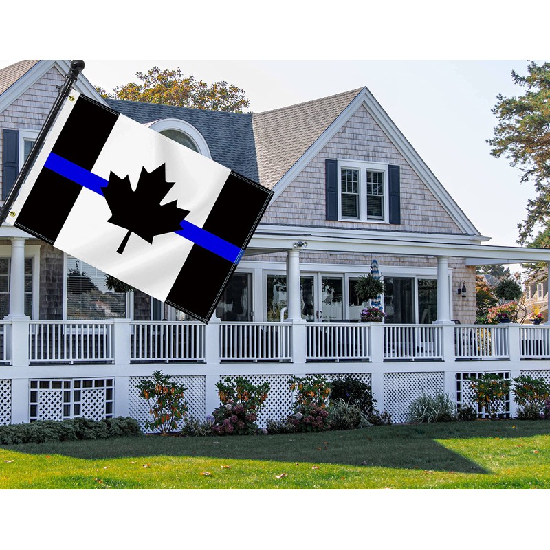 2×3 FT Thin Blue Line Black Canada Flag, Medium 60×90