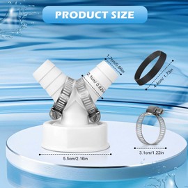 Double Connection for Washing Machine, 11/2 Inch Washing Machine Drain Adapter with 2 Hose Clamps, Drain Adapter, Y Adapter, DN40 from 19-24 mm for Dishwasher and Washing Machine