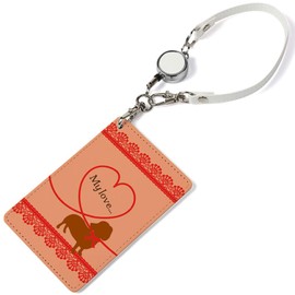 Pretimo Pass Case, 1 Pocket, Reel Included, Dog, Ribbon, Red, Animal, Pets, Dogs, Clear Pockets, Commuter Holder, Card Case, Card Holder, Miniature Ducks Dachshund (Dog Ribbon Red/ps1pw), Dog Ribbon