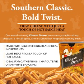 Flathau's Cheese Straws, Crispy, Savory Cheddar, Gourmet Snack (6oz)