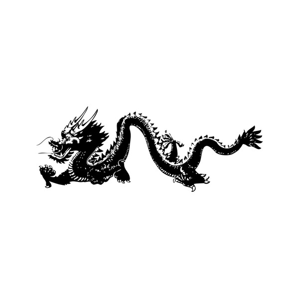 Chinese Dragon Wall Decal Sticker. Stickerbrand Asian Decor Vinyl Wall Art. - Black Color 21in x 55in. #MMartin146s