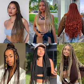 Leeven 8 Packs Pre Stretched Braiding Hair Extension for Women 36 Inch Copper Red EZ Braids Yaki Braiding Hair Pre Stretched Ombre Braiding Hair /350#