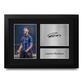 HWC Trading Lautaro Martínez Inter Milan Gifts Printed Signed Autograph Picture for Football Fans and Supporters - A4 Framed