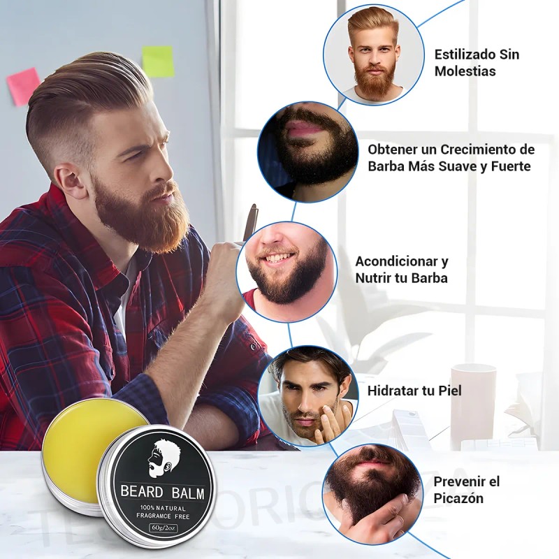 2pcs Bálsamo Ultra Potente Para Crecimiento De Barba - Fina