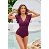 GRACE KARIN Women Swimming Costume Ruched Tummy Control Ruffle Sleeve