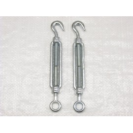 Hook to Eye Turnbuckle Galvanised Open Body Straining Screws x2 from 5MM - 32MM (Caravan Open Body Screw Hook)
