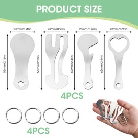 4 Pcs Stainless Steel Shopping Trolley Token Remover with Aluminium Alloy Key Ring, Portable Shopping Trolley Token Remover Tool for Unlocking Carts & Opening Bottles