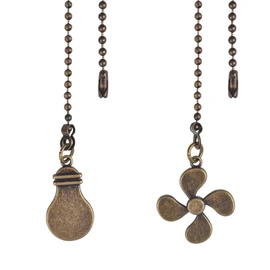 DUMING-IN 2pcs Ceiling Fans Pull Chain, Ball Chain with Connector, Pull Light Switch, Decorative Brass Chain, Light Pull, for Toilet Bathroom Living Room Bedroom Ceiling Fan Light Fixture