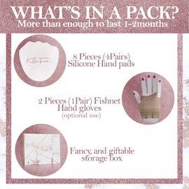 Wrinkle Patches for Dry Hands - 4PAIRS Silicone Wrinkle Patches w/ 1PAIR Gloves to Hold the Hand Wrinkle Pad in Place- Perfect With Chest Wrinkle Pads, Face Wrinkle Patches or Neck Wrinkle Patches