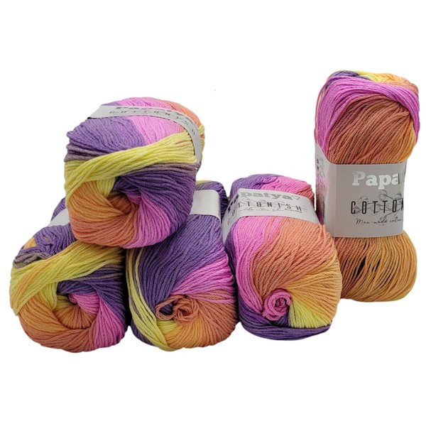 5 x 100 g Papatya Cottonish Antipilling Wool with Colour